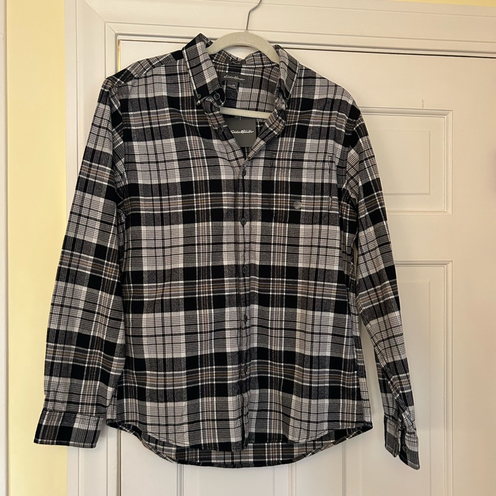 Eddie Bauer Monochrome Plaid Button-Down Shirt